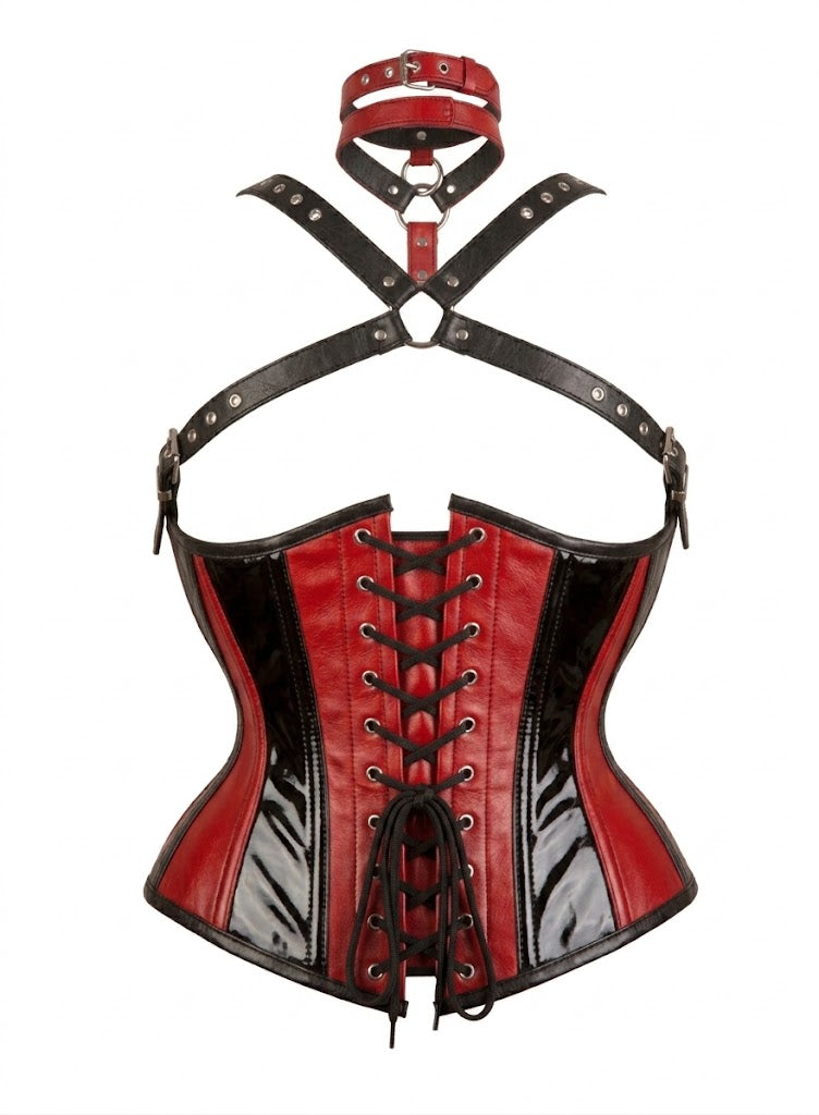 Black and Red PVC Overbust Corset