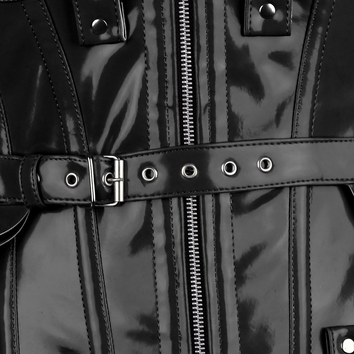 Black PVC Underbust Harness Corset Belt with Straps