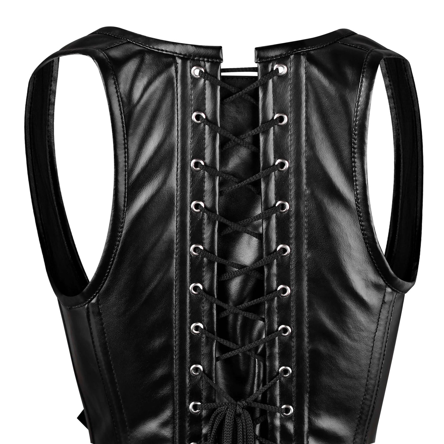 Handmade Black Steampunk Leather Overbust Vest Corset