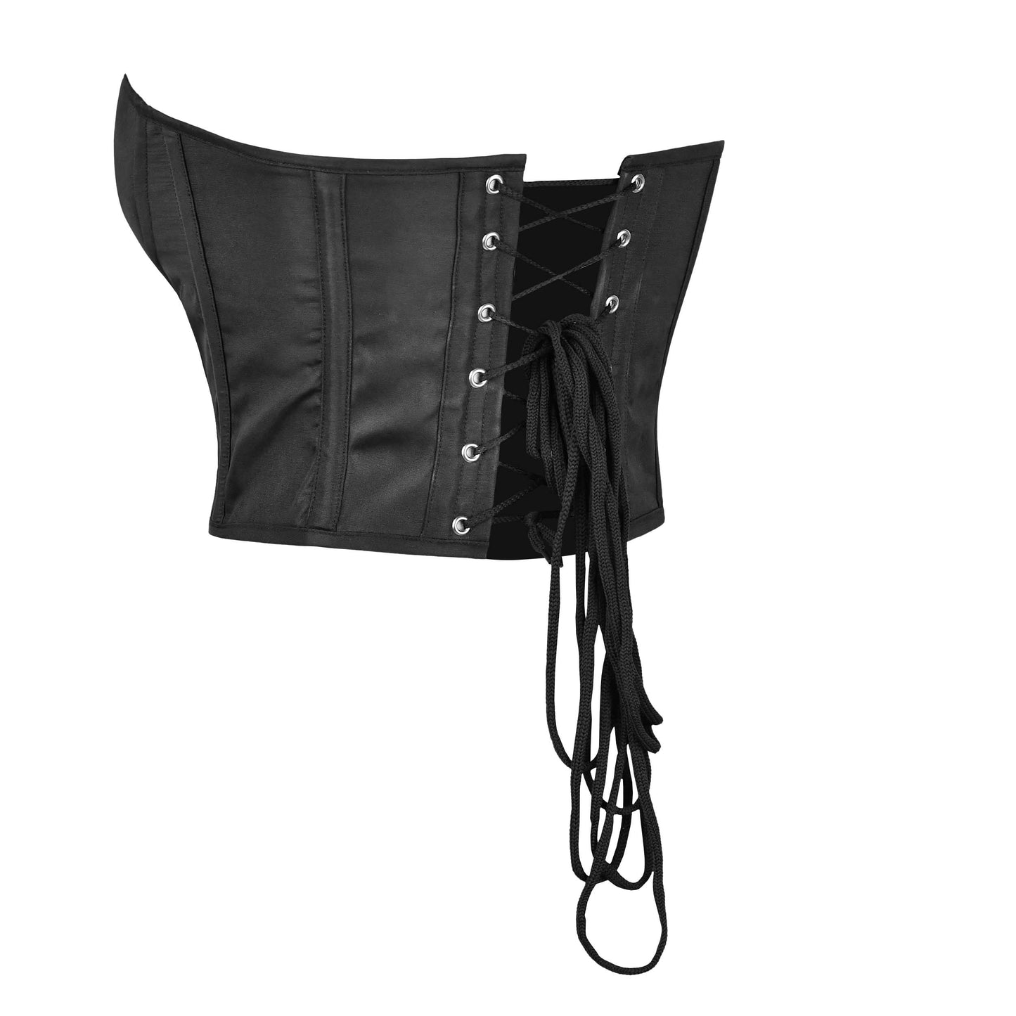 Handmade Black Matte Leather Overbust Corset.
