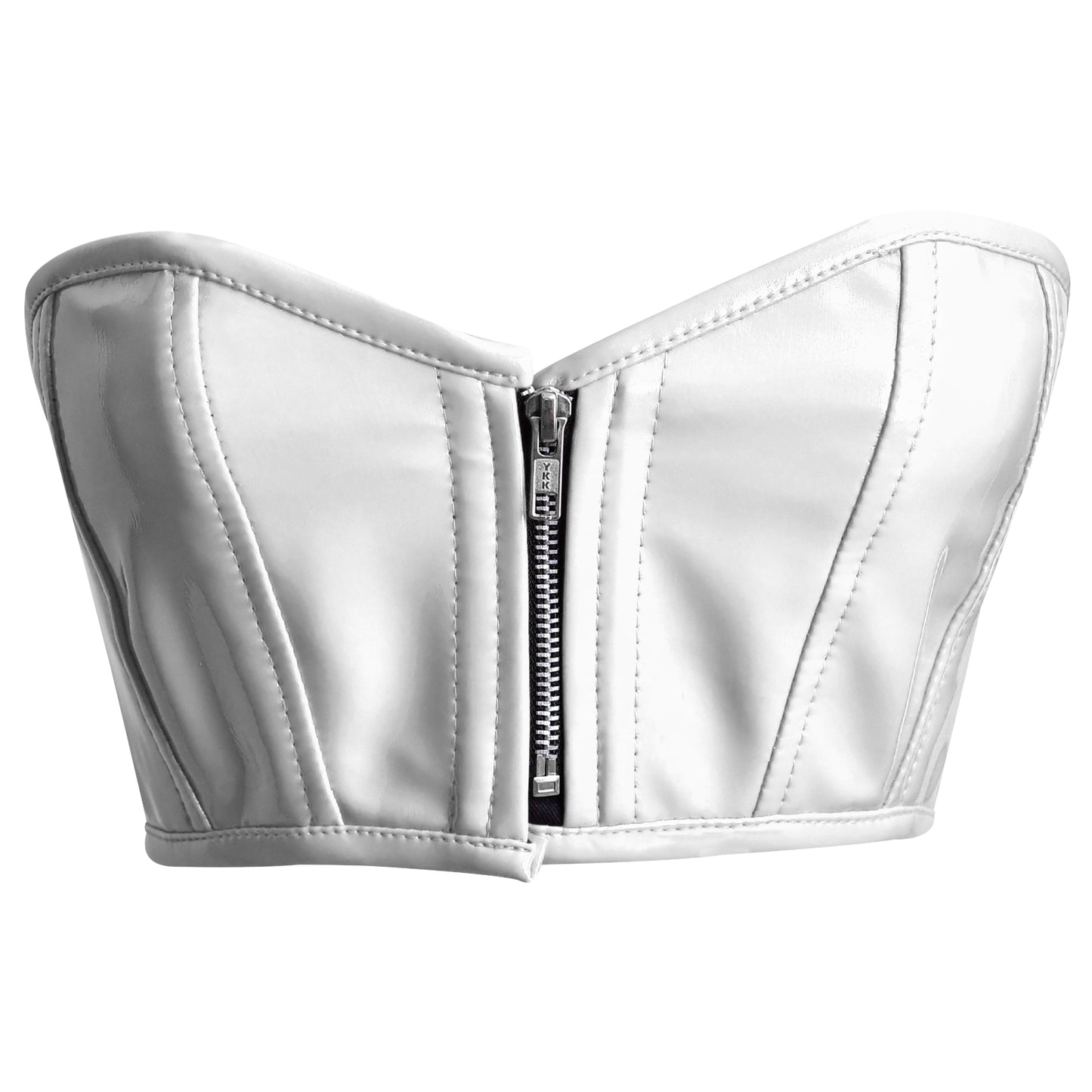 Handmade Black Y2k PVC Front Zipper Bustier Top