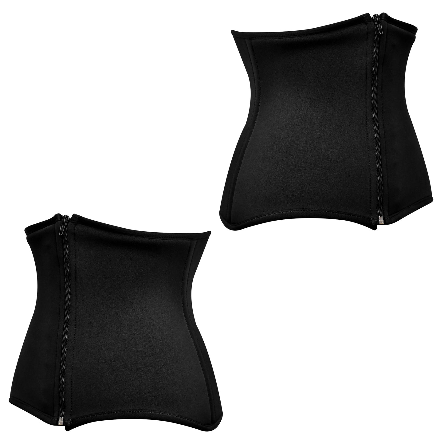 Handmade Black Spandex Plus Size Front Zipper Underbust Waist Trainer Faja