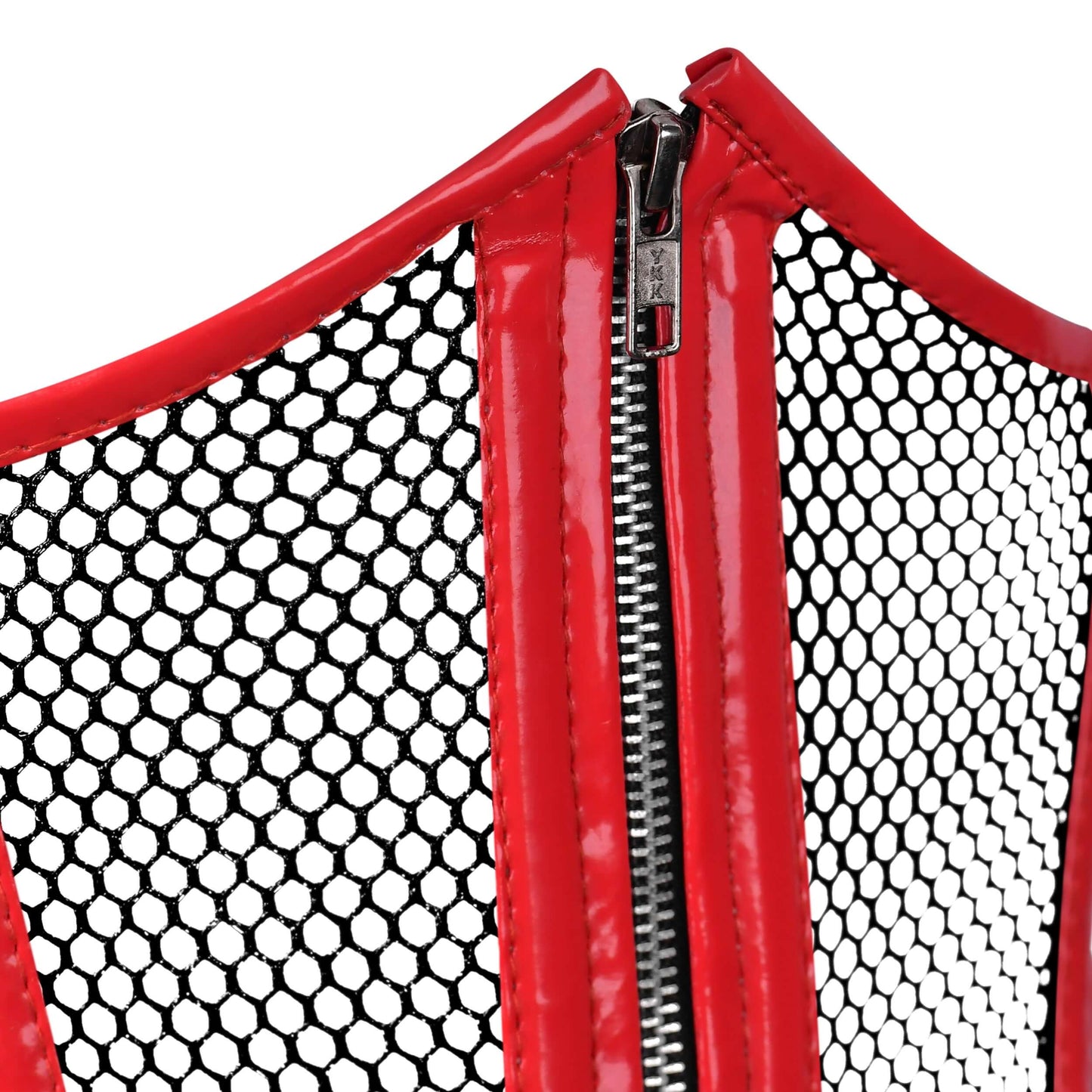Red PVC Fishnet Underbust Steel Boned Corset