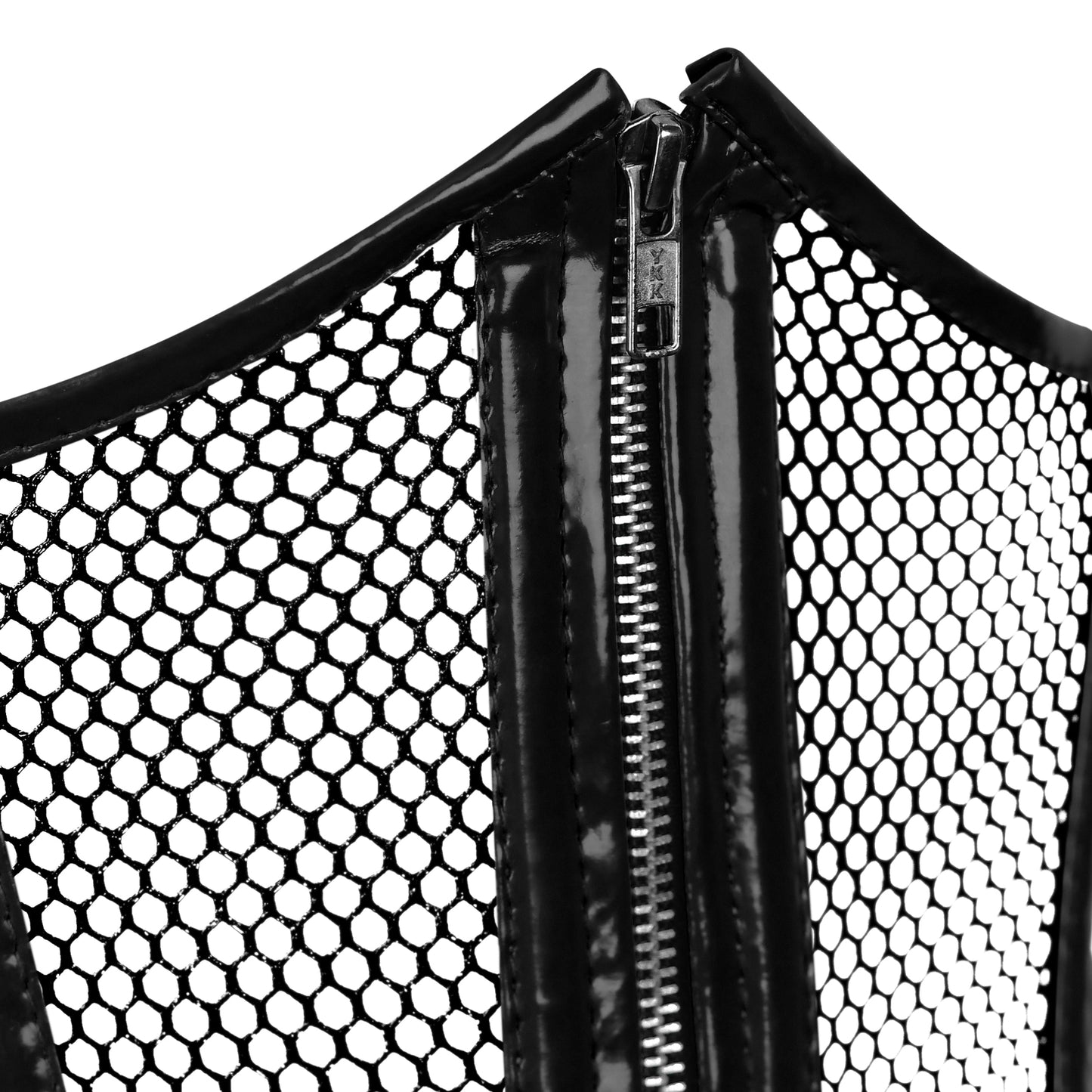 Black PVC Fishnet Underbust Steel Boned Corset