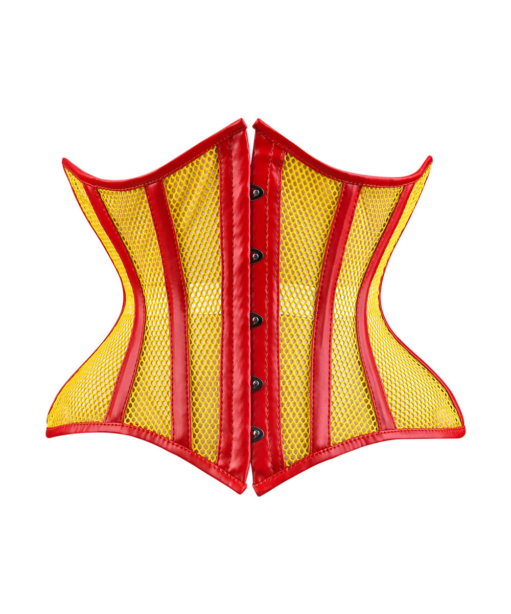 Yellow Sheer Medieval Steel-Boned Lace-Up Underbust Corset