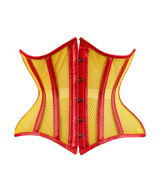 Yellow Sheer Medieval Steel-Boned Lace-Up Underbust Corset