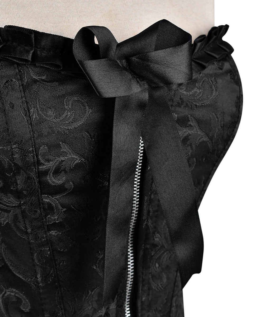 Plus Size Red Brocade Overbust Corset - Laced Corset