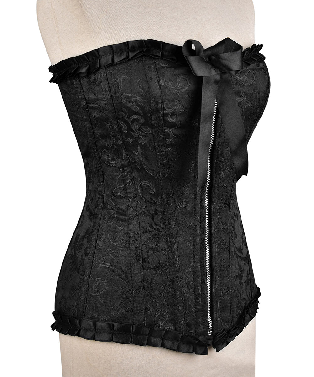 Plus Size Red Brocade Overbust Corset - Laced Corset