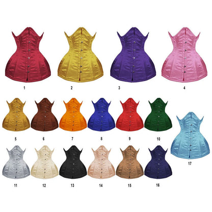 Green Satin Underbust Steel Boned Lace-up Corset - Size XS to 6XL