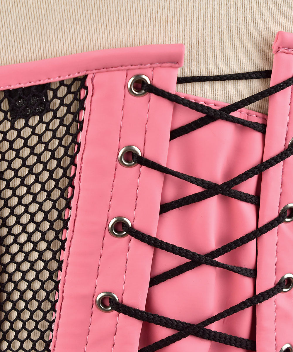 Black Fishnet Medieval Underbust Corset - Waist Shaper