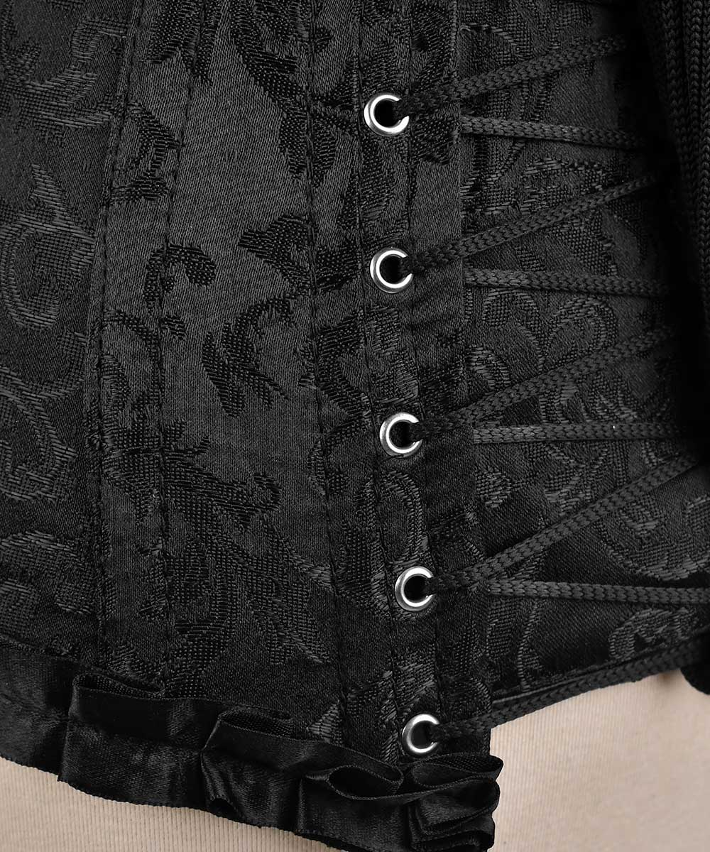 Plus Size Red Brocade Overbust Corset - Laced Corset