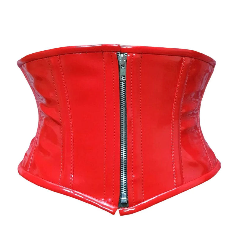 Handmade Black PVC Front Zipper Waist Training Mini Cincher Corset