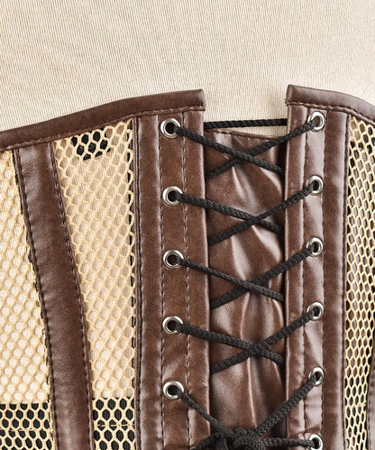 Cream Fishnet Medieval Underbust Corset - Waist Shaper