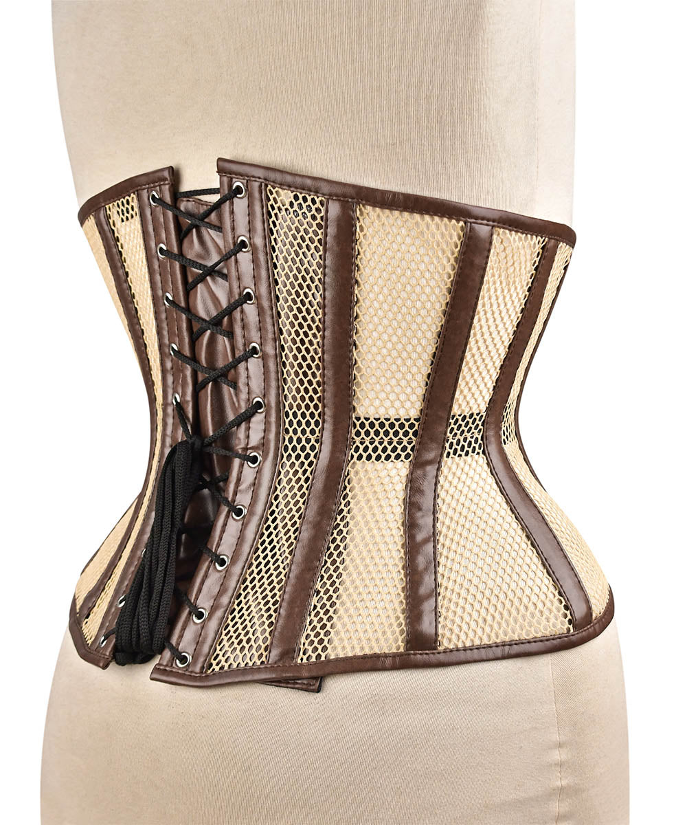 Cream Fishnet Medieval Underbust Corset - Waist Shaper