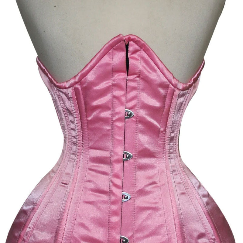 Green Satin Underbust Steel Boned Lace-up Corset - Size XS to 6XL