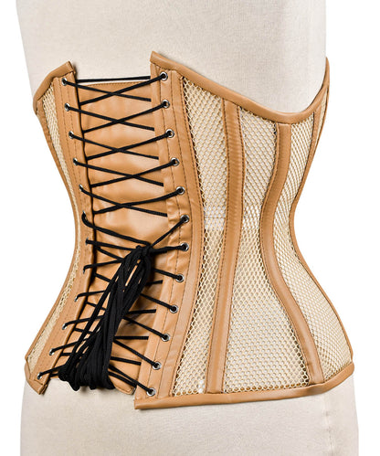 Beige Women Medieval Overbust Corset