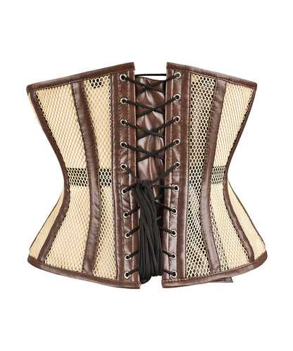 Cream Fishnet Medieval Underbust Corset - Waist Shaper