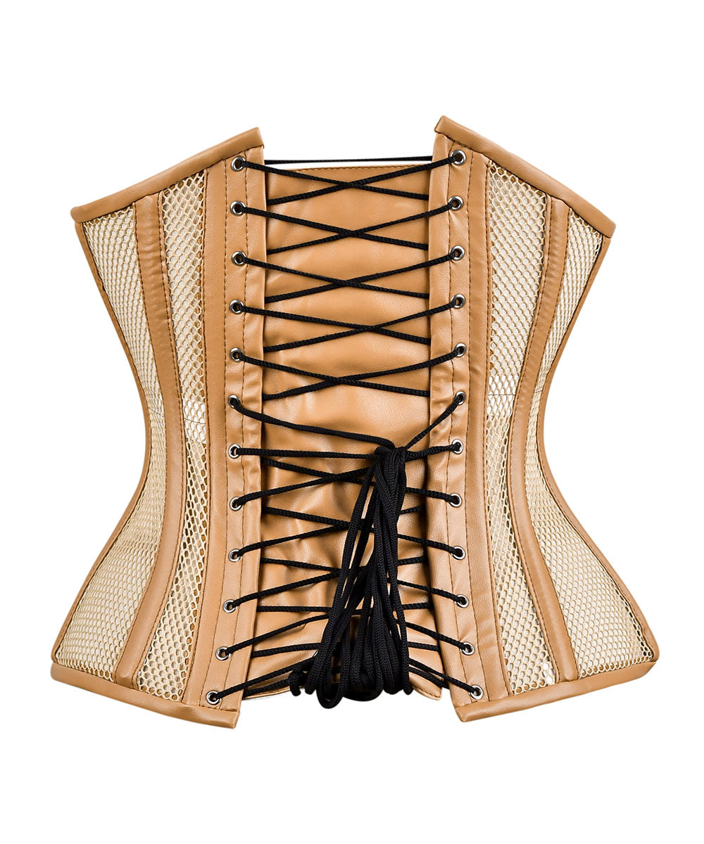 Beige Women Medieval Overbust Corset