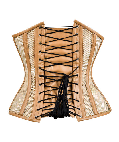 Beige Women Medieval Overbust Corset