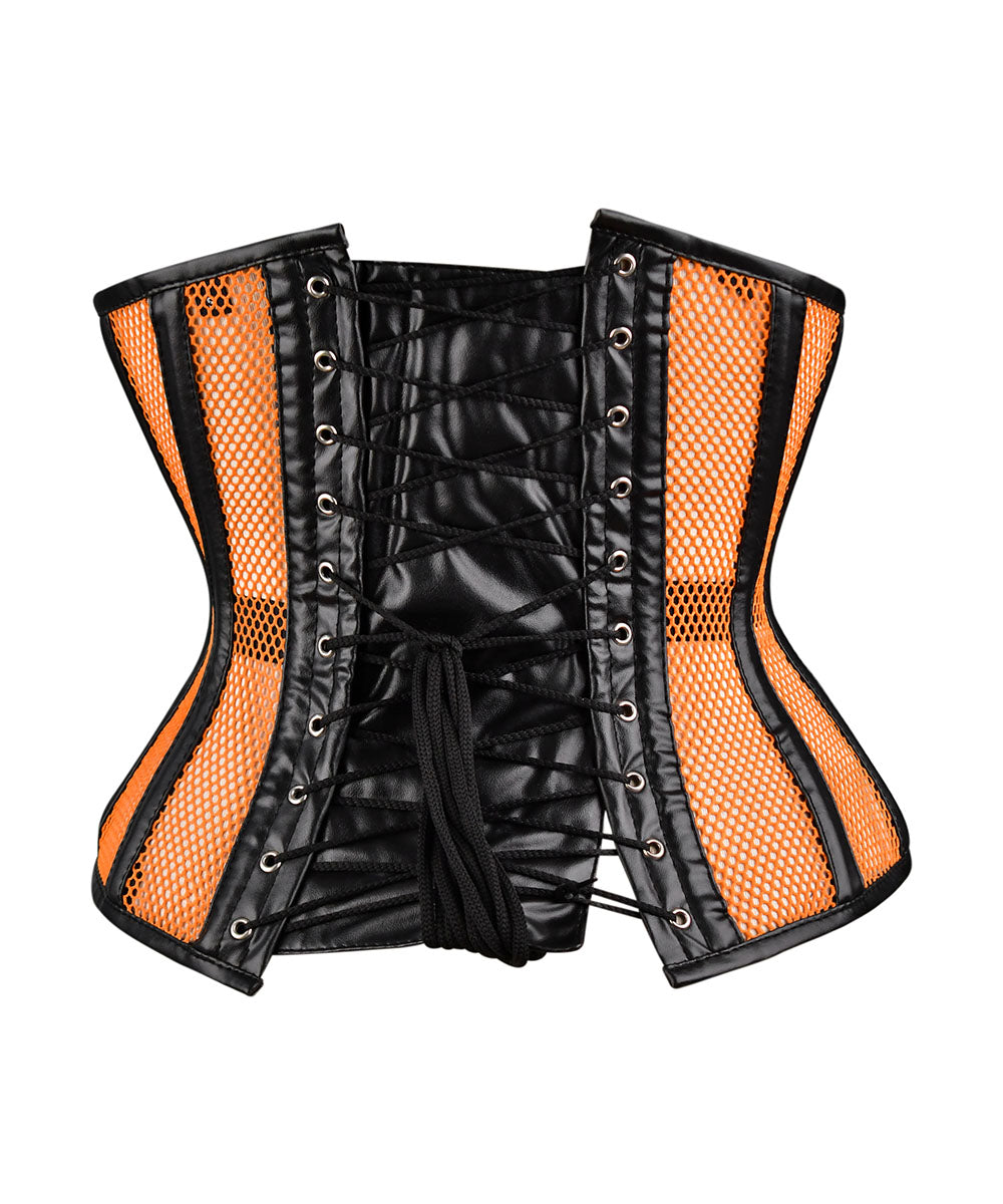 Yellow Sheer Medieval Steel-Boned Lace-Up Underbust Corset