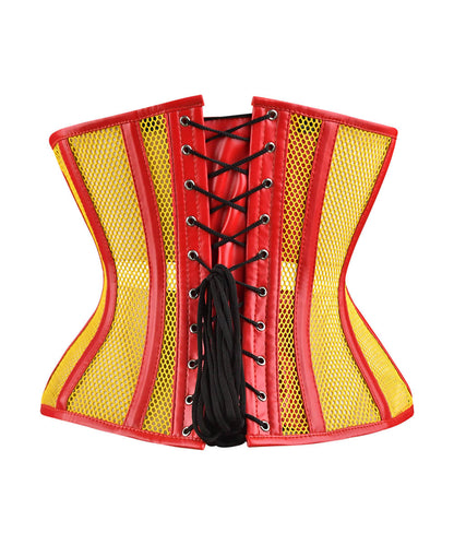 Yellow Sheer Medieval Steel-Boned Lace-Up Underbust Corset