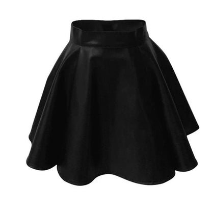 Handmade Black Faux Leather Zipper Bustier Top & Casual Skirt Outfit.