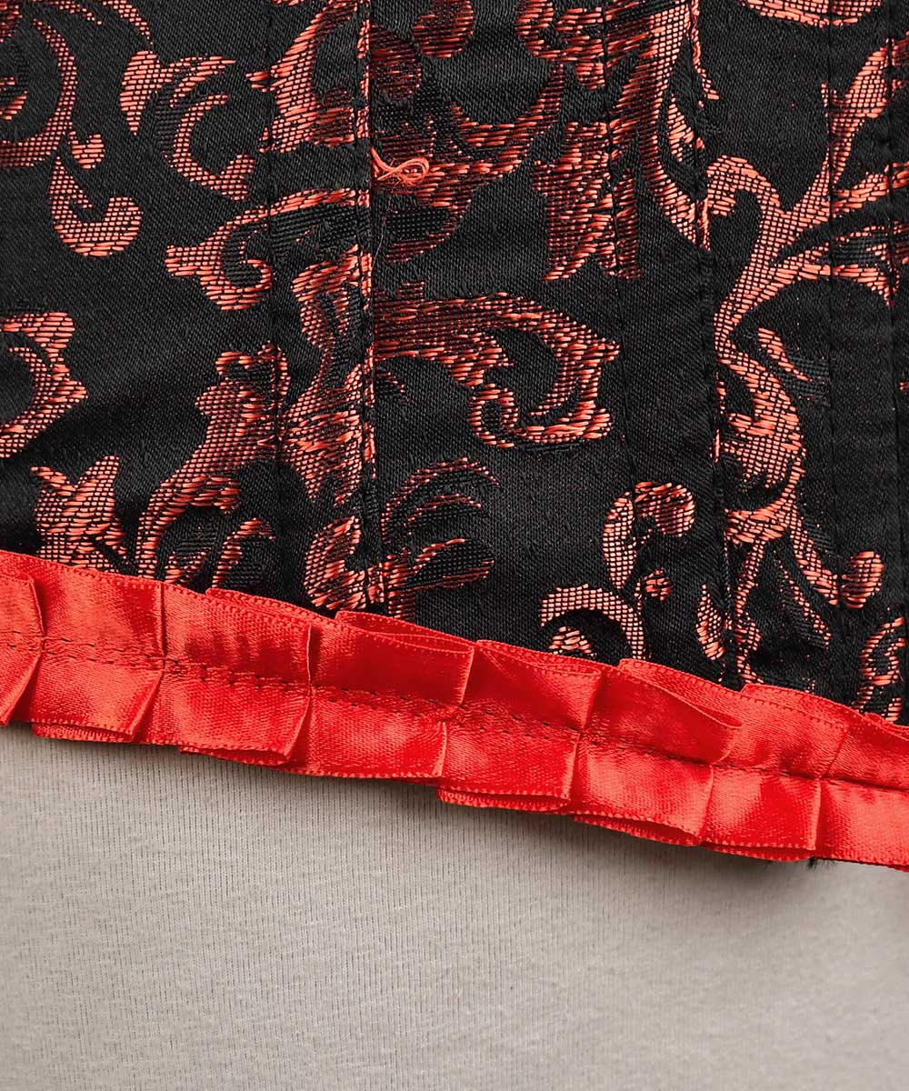 Plus Size Red Brocade Overbust Corset - Laced Corset