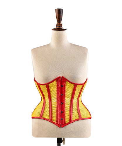 Yellow Sheer Medieval Steel-Boned Lace-Up Underbust Corset