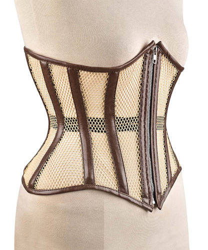 Cream Fishnet Medieval Underbust Corset - Waist Shaper