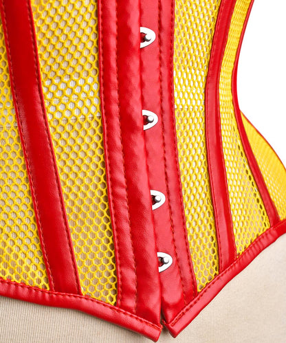 Yellow Sheer Medieval Steel-Boned Lace-Up Underbust Corset