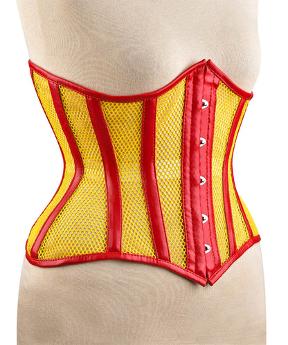 Yellow Sheer Medieval Steel-Boned Lace-Up Underbust Corset