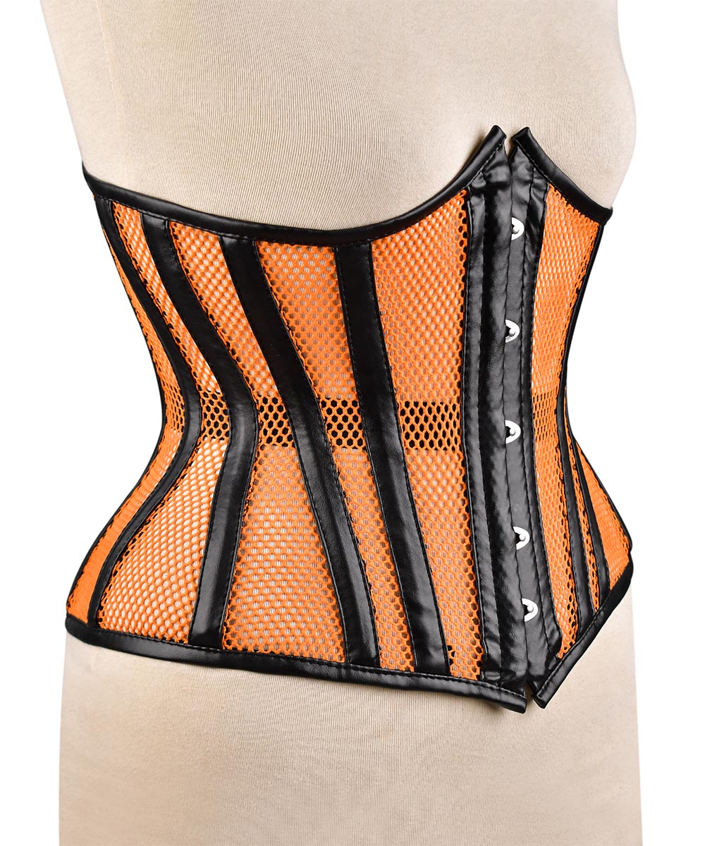 Yellow Sheer Medieval Steel-Boned Lace-Up Underbust Corset