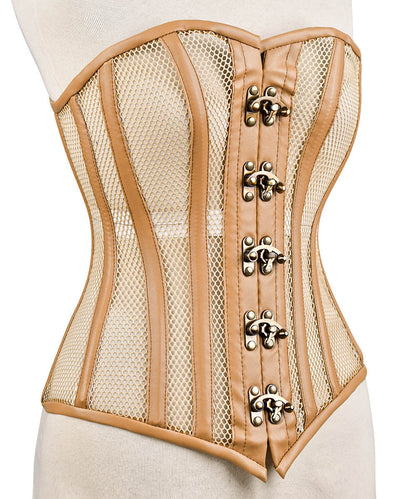 Beige Women Medieval Overbust Corset