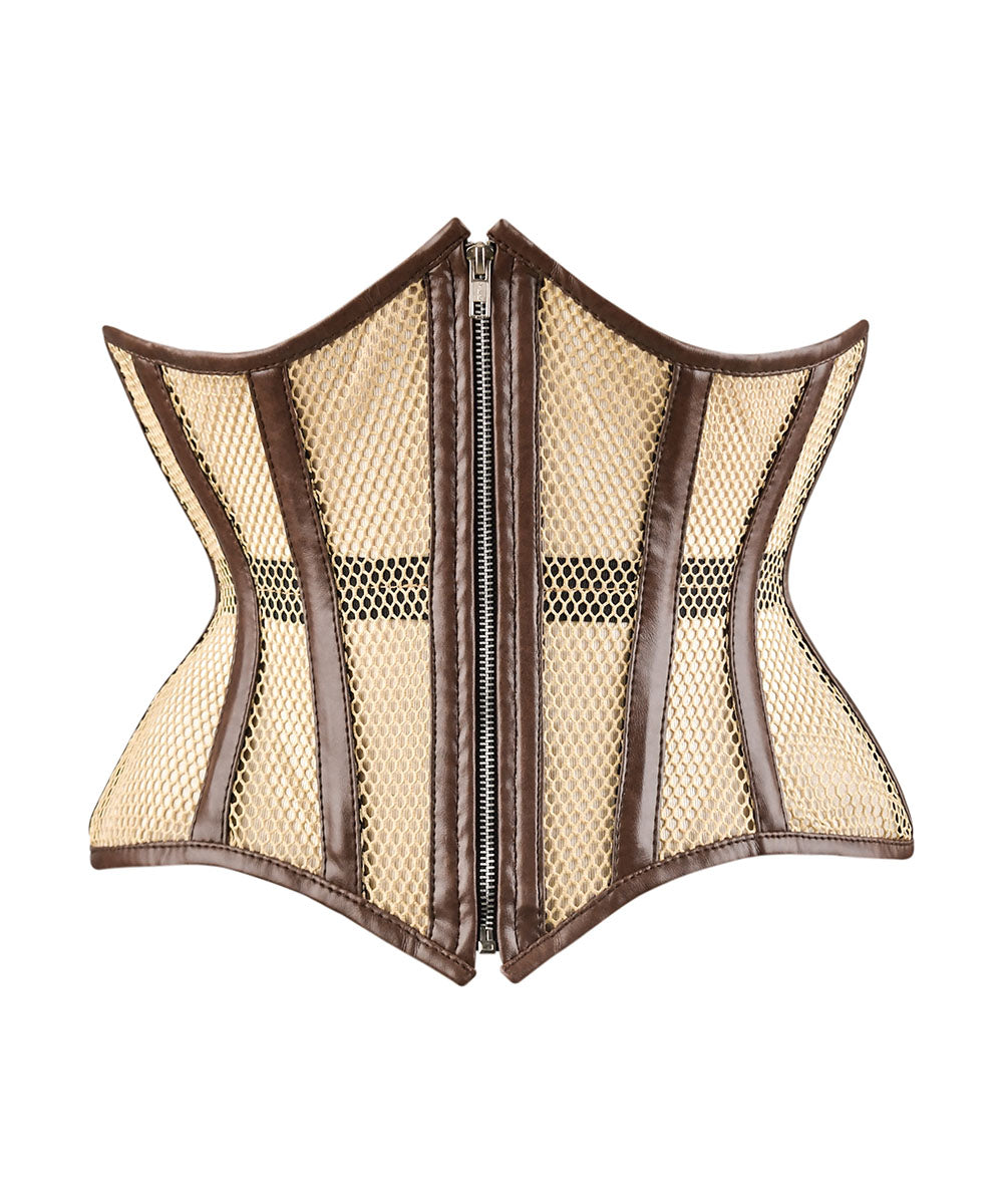 Cream Fishnet Medieval Underbust Corset - Waist Shaper
