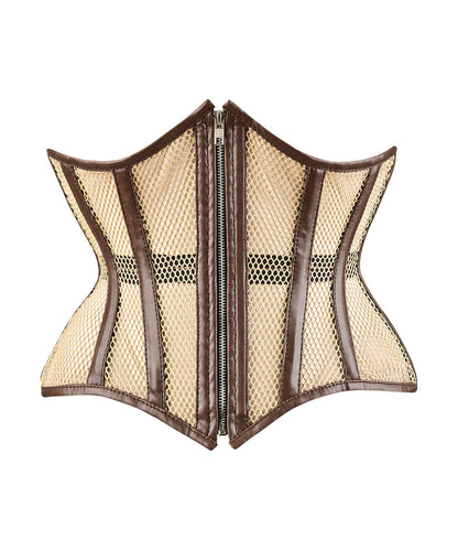 Cream Fishnet Medieval Underbust Corset - Waist Shaper