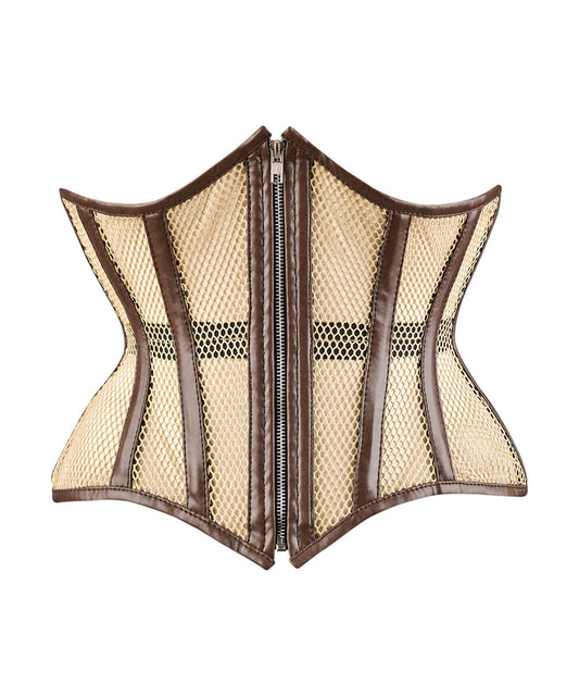 Cream Fishnet Medieval Underbust Corset - Waist Shaper