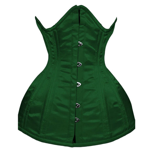 Green Satin Underbust Steel Boned Lace-up Corset - Size XS to 6XL