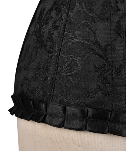 Plus Size Red Brocade Overbust Corset - Laced Corset
