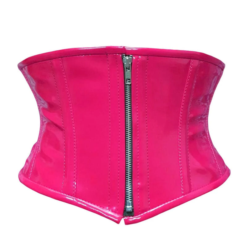 Handmade Black PVC Front Zipper Waist Training Mini Cincher Corset