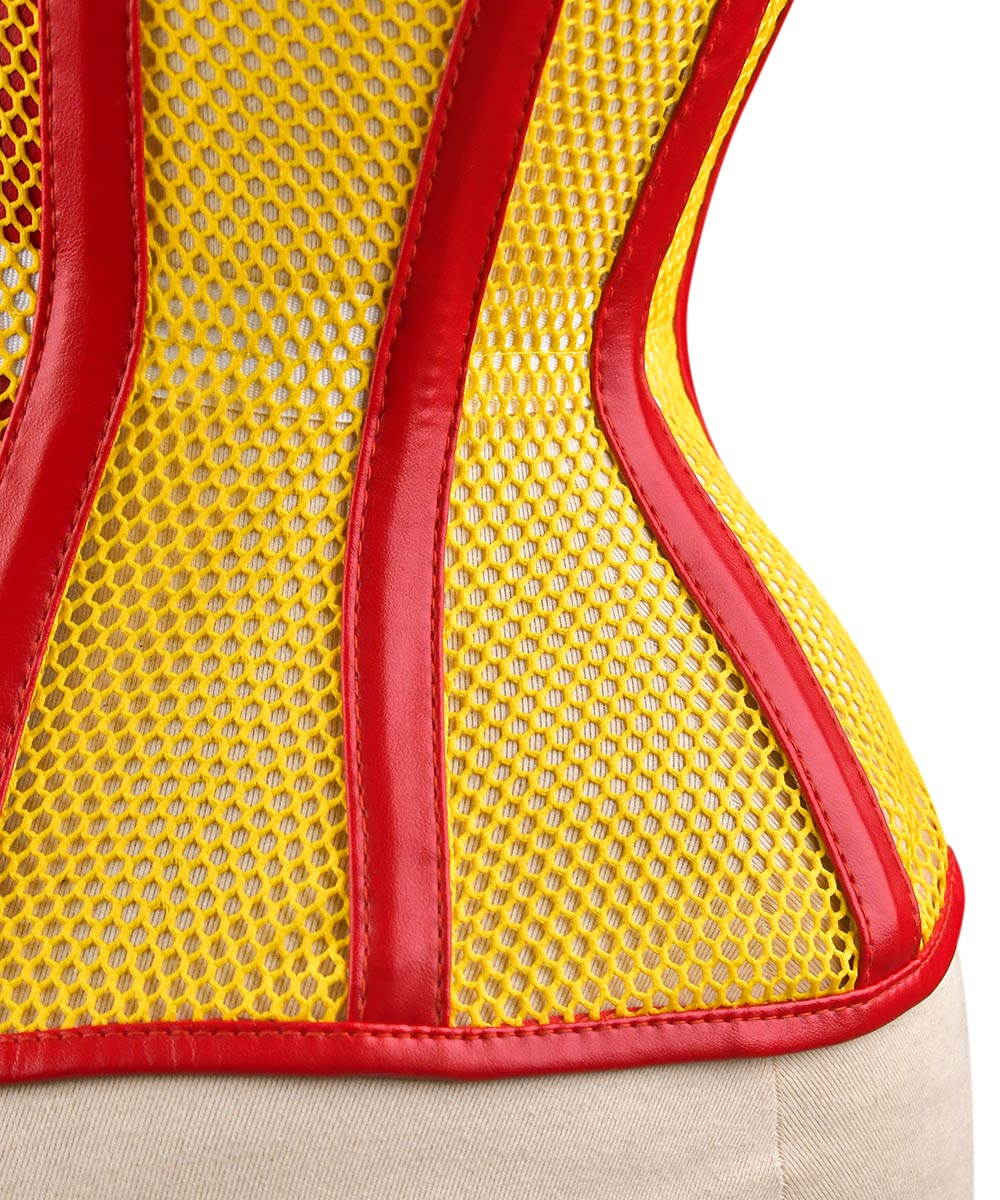 Yellow Sheer Medieval Steel-Boned Lace-Up Underbust Corset