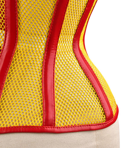 Yellow Sheer Medieval Steel-Boned Lace-Up Underbust Corset