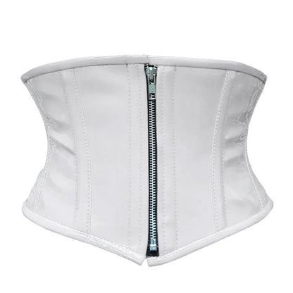 Handmade Black PVC Front Zipper Waist Training Mini Cincher Corset