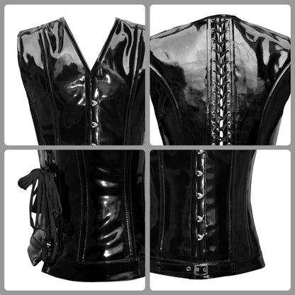 Handmade Black Shiny PVC Men's Waist Training Corset Vest