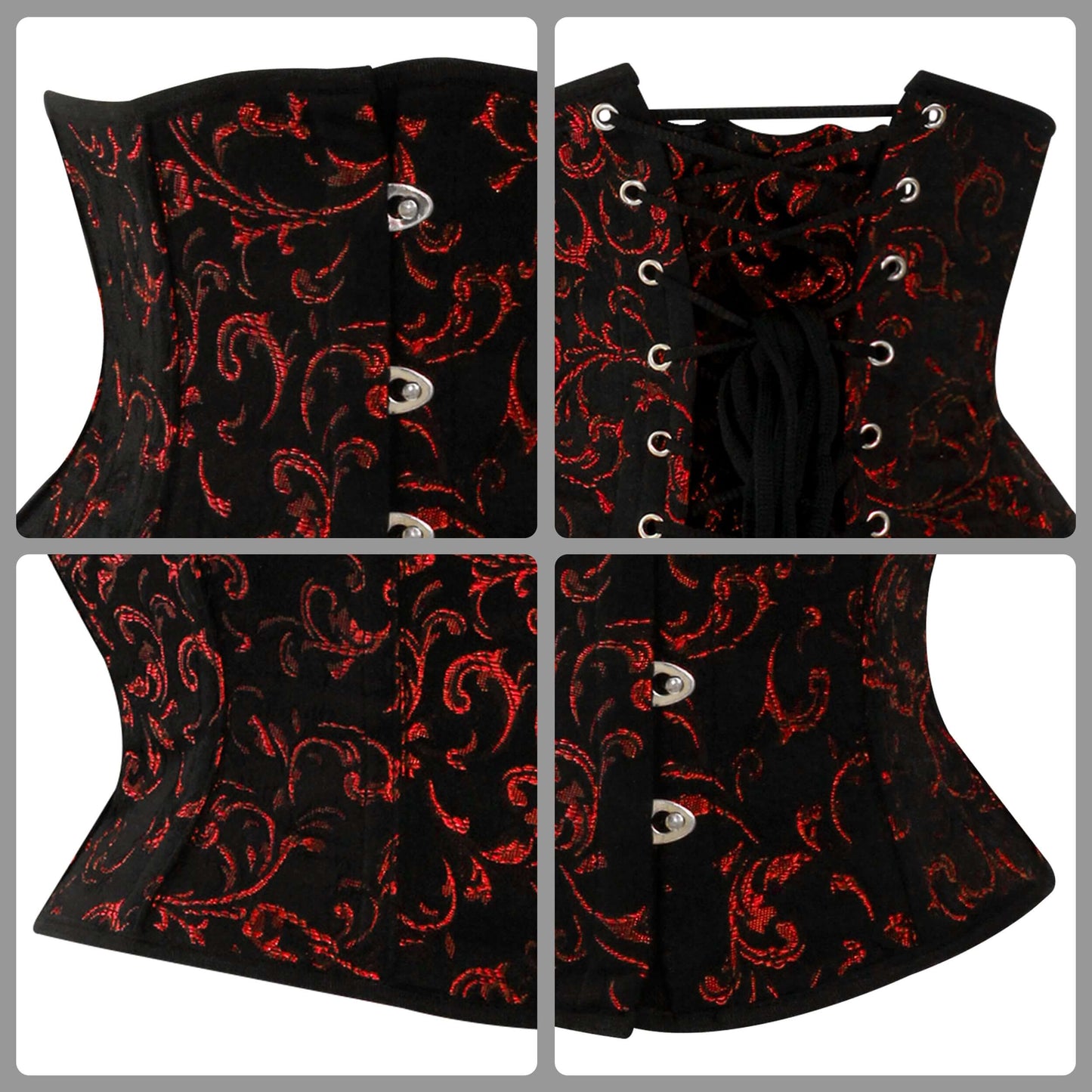 Red Brocade Mini Cincher corset - Waist Trainer Short torso