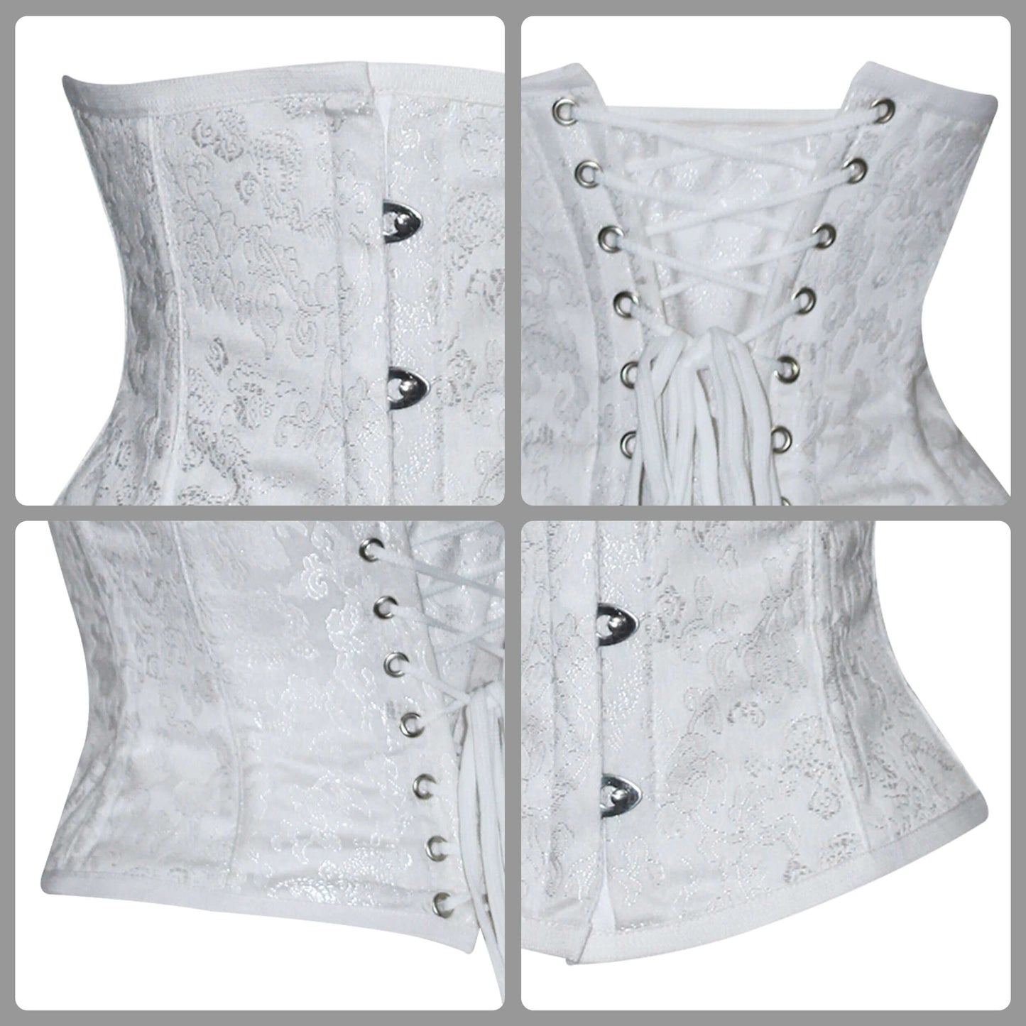 White Brocade Mini Cincher corset - Waist Trainer Short torso