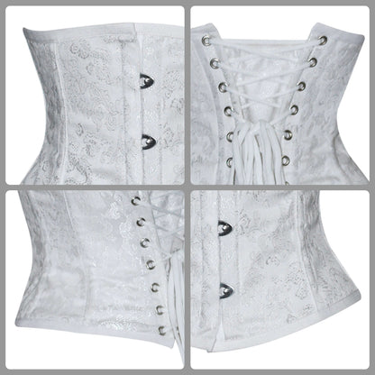 White Brocade Mini Cincher corset - Waist Trainer Short torso