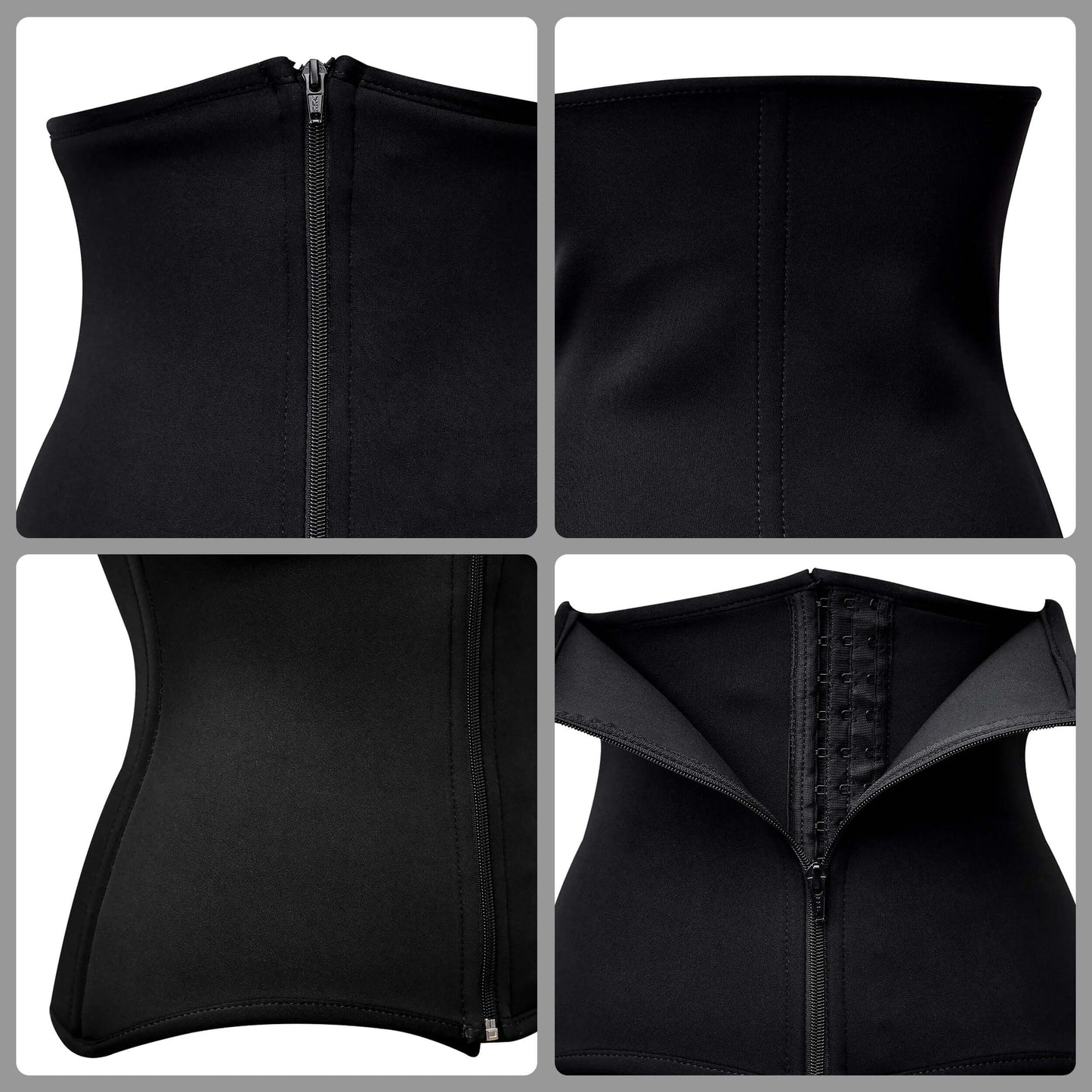 Handmade Black Spandex Plus Size Front Zipper Underbust Waist Trainer Faja