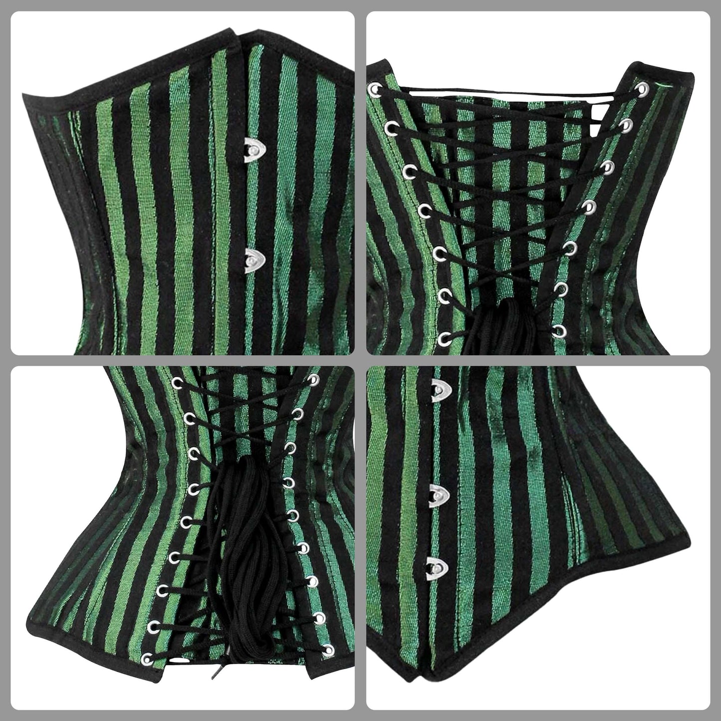 Green Brocade Lined Under bust Steel Boned Corset