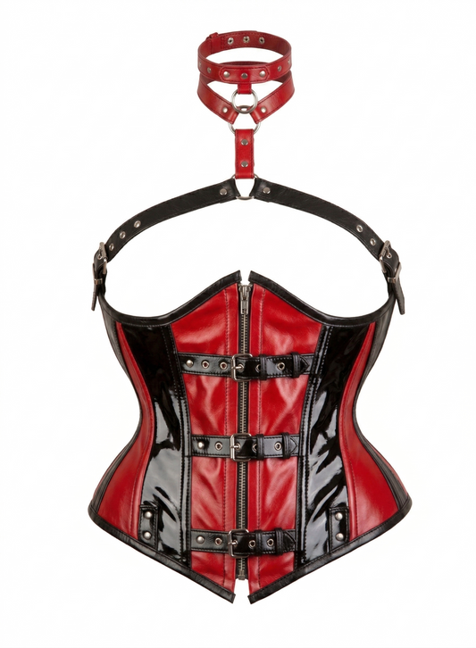 Black and Red PVC Overbust Corset