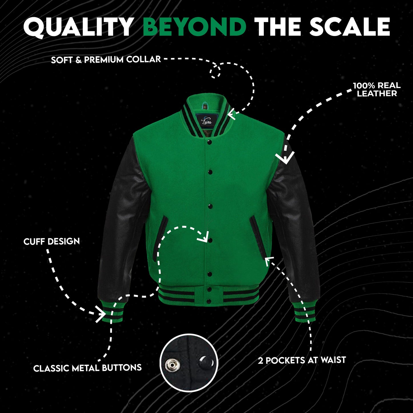 Varsity Letterman High School Jacket with Real Leather Sleeves